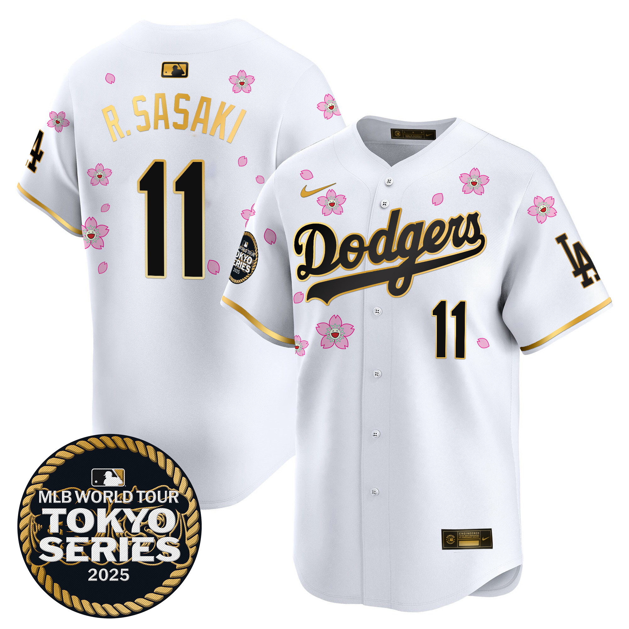 Men Los Angeles Dodgers 11 R Sasaki Tokyo Series white Limited Stitched 2025 Jersey3